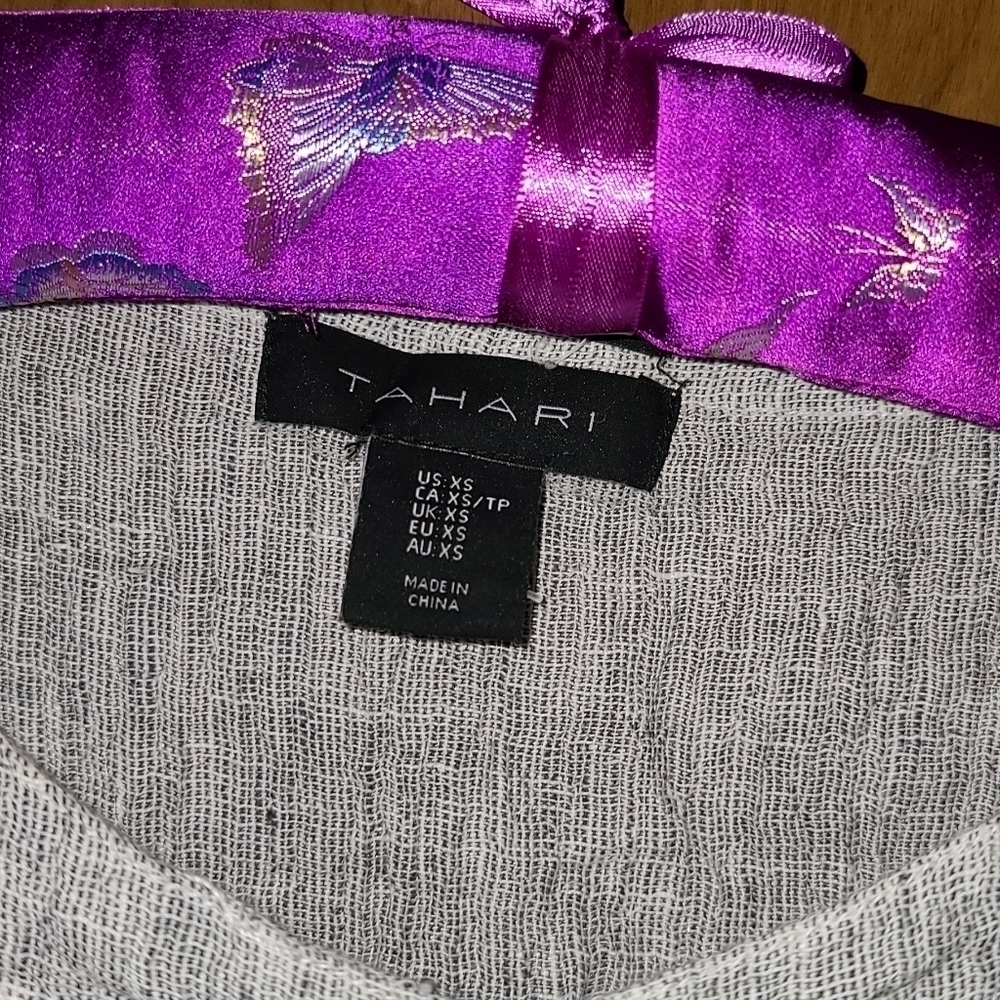 Tahari linen Oversized short sleeved top size xs - Picture 7 of 8